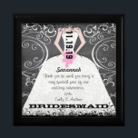 Bridesmaid Gown Bouquet Black Lacquer Caja de joya<br><div class="desc">Boda Negro Lacquer Keepsake Personalizado Diseñador Caja de joyas personalizada o caja de memoria Elegante aniversario Boda único</div>