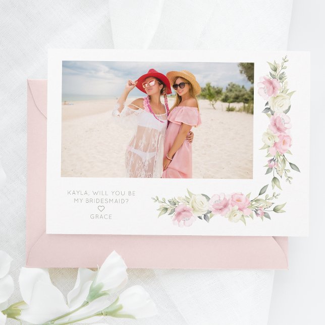 Bridesmaid Proposal Pink Sage Shades Flowers Photo (Subido por el creador)