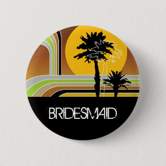 BRIDESMAID Summer Palm Trees Botón Boda de puesta