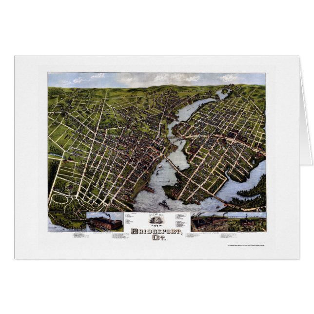 Bridgeport, mapa panorámico del CT - 1875 (Anverso (Horizontal))