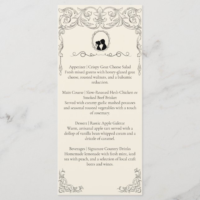 Bridgerton Inspired Regency Society Wedding Menu (Anverso)