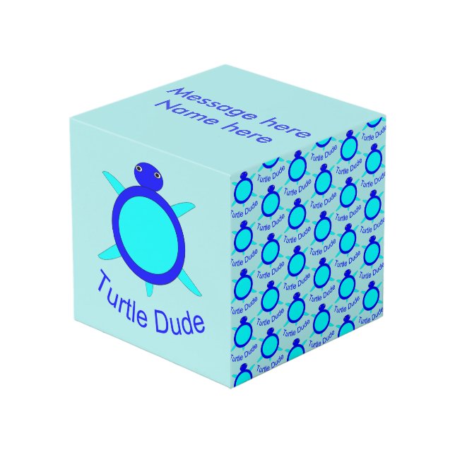 Bright Blue Turtle Dude Personalizado Foto Cubo (Angulo Anverso)