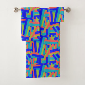 Bright Bold Blue Lime, Coral Abstract Patches