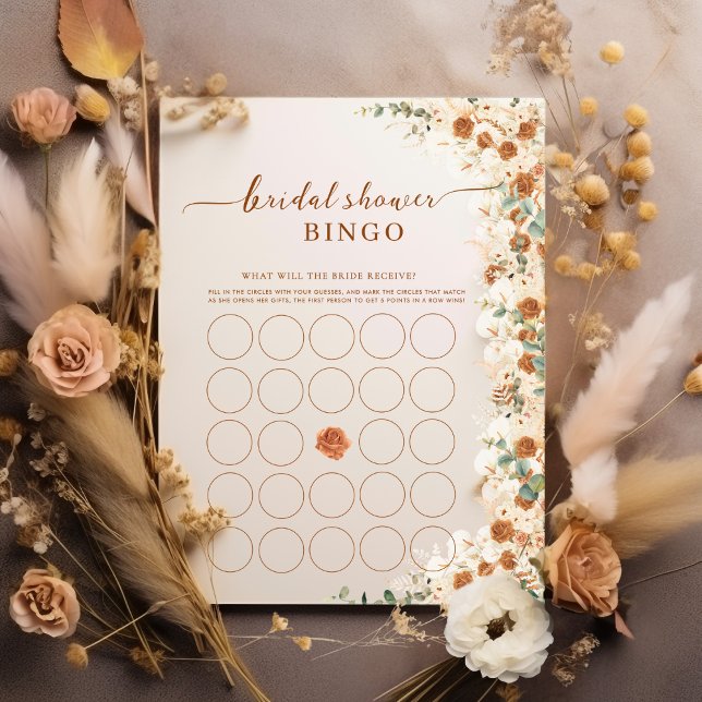 Bright Bold Boho Bridal Bingo | Rosas de Terracott (Subido por el creador)