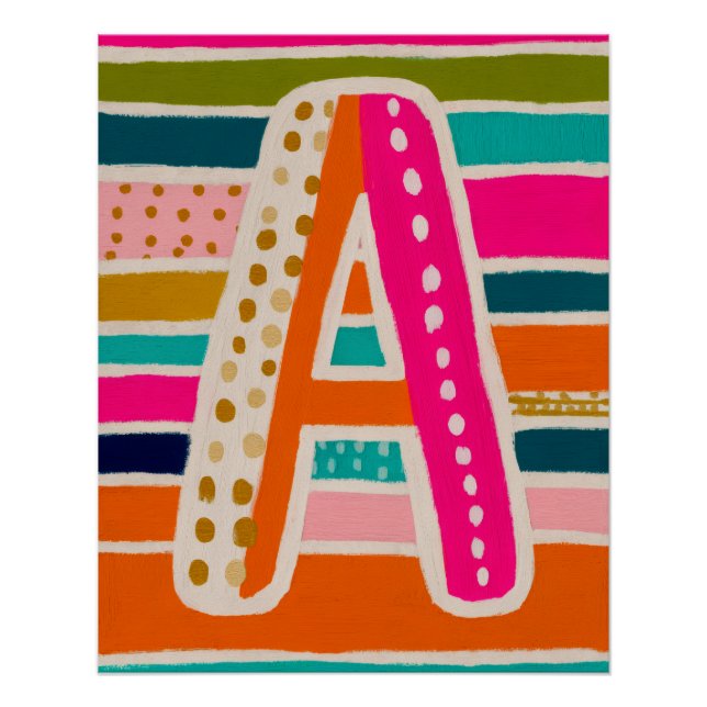 Bright Dopamine Decor Monogram Letter A Poster (Anverso)