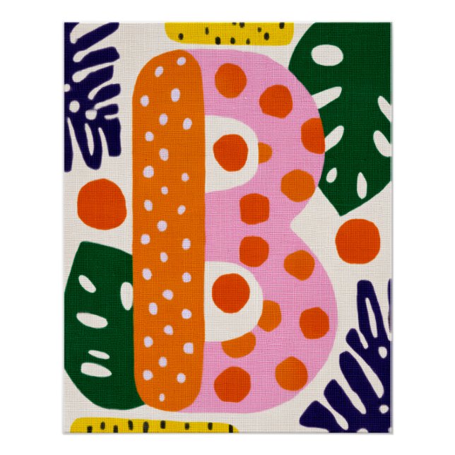 Bright Dopamine Decor Monogram Letter B Poster (Anverso)