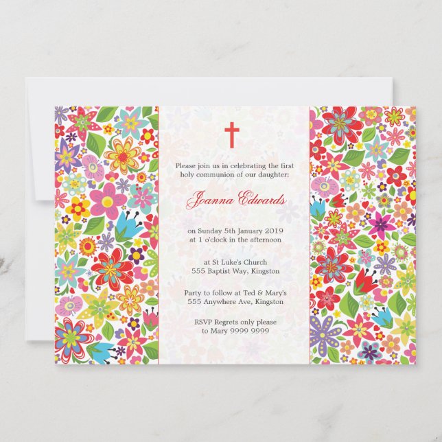 Bright Floral First Community Invitaciones persona (Anverso)