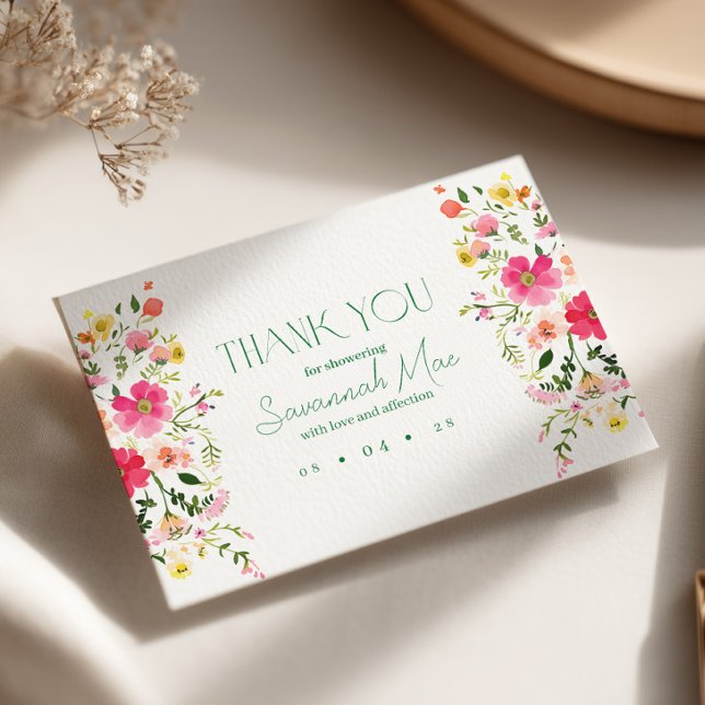 Bright Floral Gracias Tarjeta | Ducha colorida (Subido por el creador)