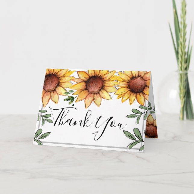 Bright Happy Sunflowers Tarjeta de agradecimiento (Anverso)