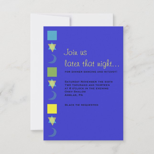 BRIGHT MITZVAH Bar Bat Mitzvah Tarjeta de Recepció (Anverso)