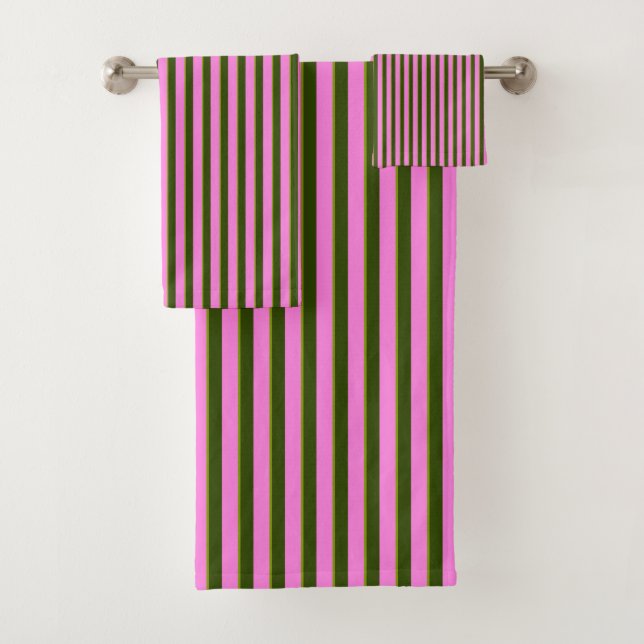 Bright Pink and Green Retro Stripe Modern (In situ)