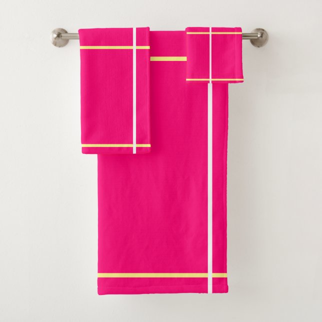 Bright Pink Yellow White Stripes  (In situ)