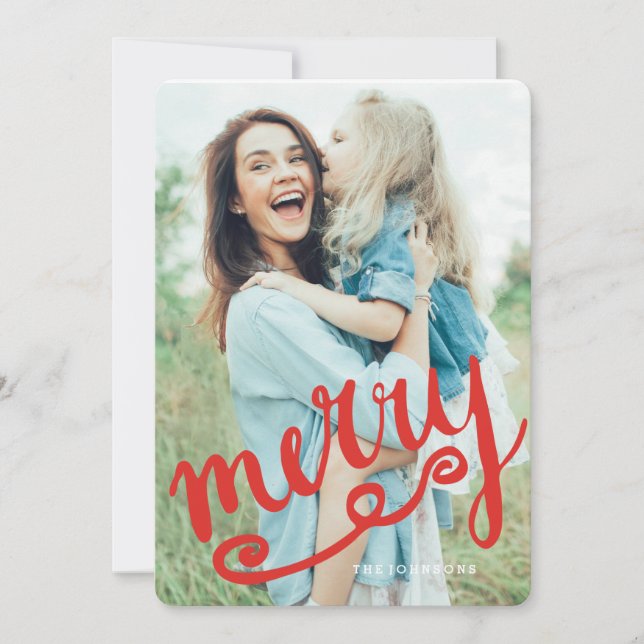 Bright Red Merry | Tarjeta de vacaciones moderna (Anverso)