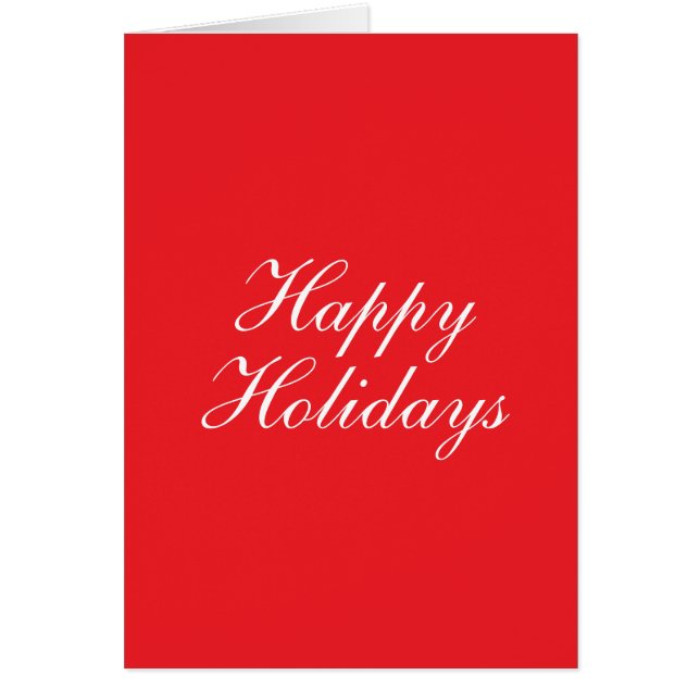 Bright Red Plain Elegant Happy Holidays Card (Frente)