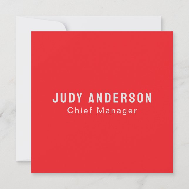 Bright Red Professional Plain Modern Elegant Card (Anverso)
