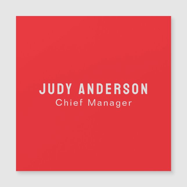 Bright Red Professional Plain Modern Magnetic Card (Anverso)
