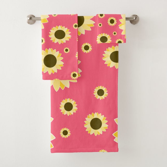 Bright Sunflowers on Pink (In situ)