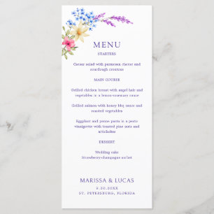 Bright Vivid Colors Wildflowers Menú Boda