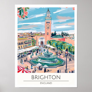 Brighton Inglaterra Ilustración de Arte Vintage Vi
