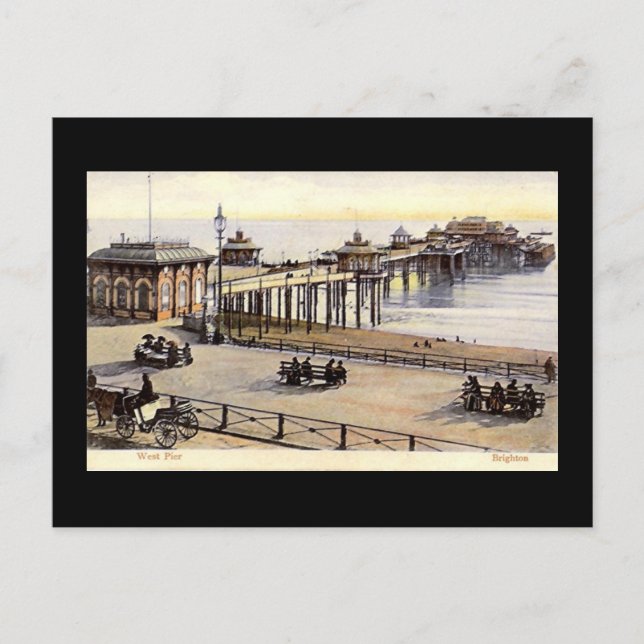 Brighton, West Pier, antigua postal (Anverso)