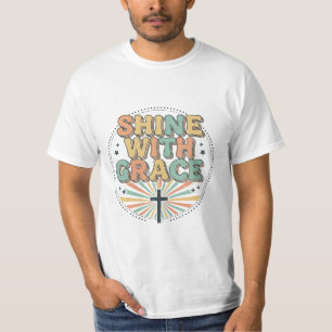 "Brilla con Gracia" Retro Camiseta Cristiana