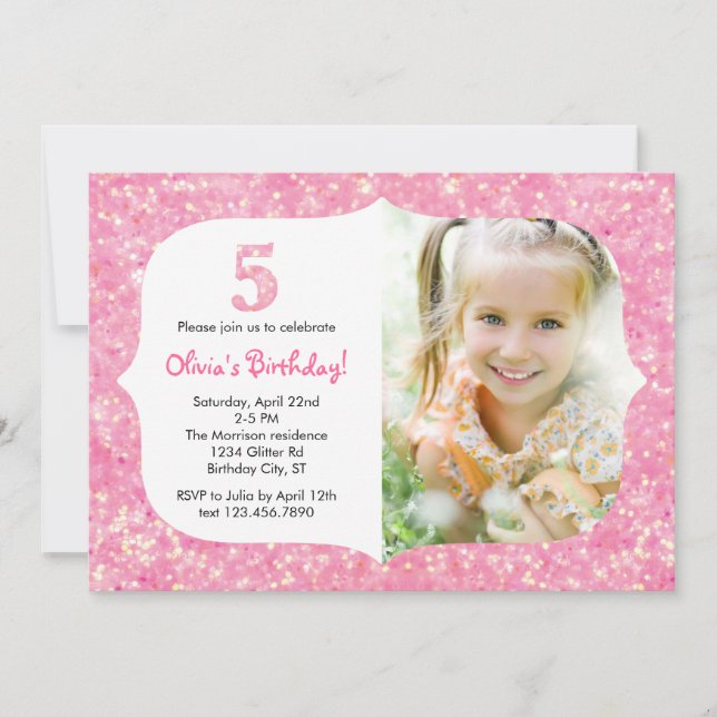 Brilla la quinta invitación del cumpleaños (Anverso)