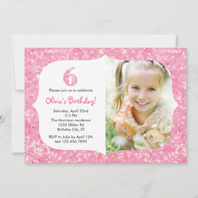 Brilla la sexta invitación del cumpleaños (Anverso)