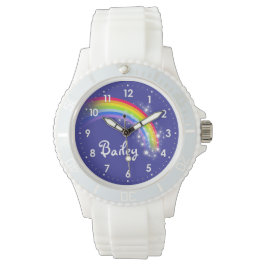 Brillante arco iris azul nombre reloj de pulsera