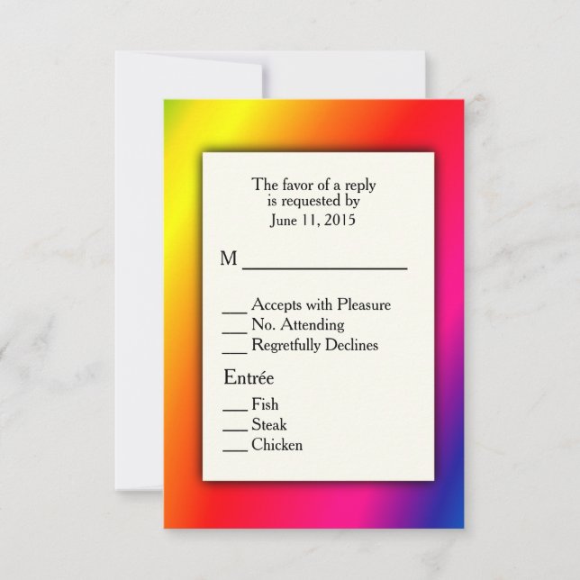 Brillante Arcoíris RSVP con opciones de plato prin (Anverso)