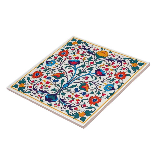 Brillante Azulejo Floral Tile Cerámico. (Lado)
