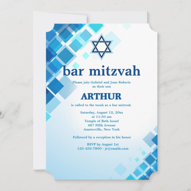 Brillante Bar Mitzvah Invitación (Anverso)