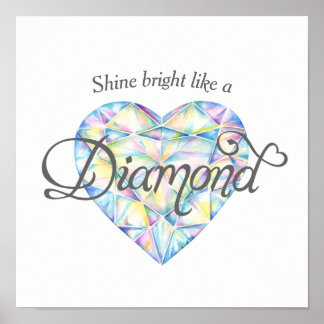 Brillante brillante Diamond corazón acuarela arte 