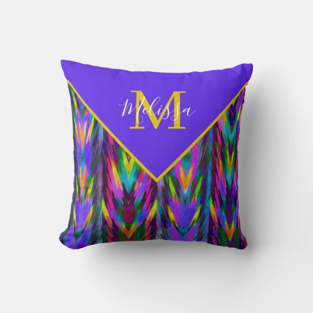 Brillante chevron tribal personalizada almohada de (Anverso)