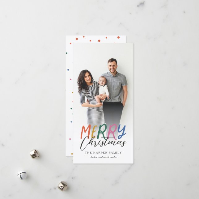 Brillante colorido Feliz Navidad Full Photo (Anverso/Reverso In Situ)