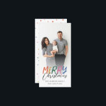 Brillante colorido Feliz Navidad Full Photo<br><div class="desc">Haga una declaración elegante esta temporada de vacaciones con esta tarjeta de foto festiva y divertida. La parte frontal presenta un estilo lúgubre de color y texto personalizado. La parte posterior presenta un patrón de puntos colorido que combina con un toque especial. Visita mi tienda para ver tarjetas de vacaciones...</div>