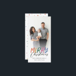 Brillante colorido Feliz Navidad Full Photo<br><div class="desc">Haga una declaración elegante esta temporada de vacaciones con esta tarjeta de foto festiva y divertida. La parte frontal presenta un estilo lúgubre de color y texto personalizado. La parte posterior presenta un patrón de puntos colorido que combina con un toque especial. Visita mi tienda para ver tarjetas de vacaciones...</div>