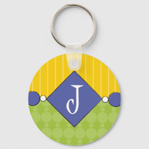Brillante, diversión, llavero del monograma del