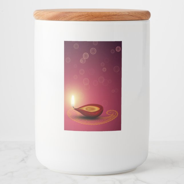 Brillante Feliz Diwali Diya - Etiqueta de contened (Anverso)