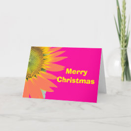 Brillante Feliz Navidad Rosa y Flor Amarilla