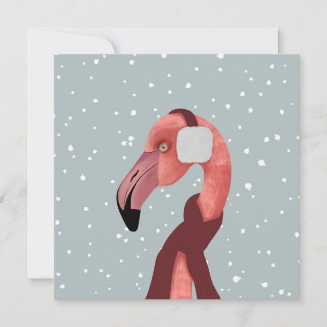 Brillante Flamingo De Invierno Acogedor Con Scarf (Anverso)