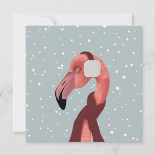 Brillante Flamingo De Invierno Acogedor Con Scarf
