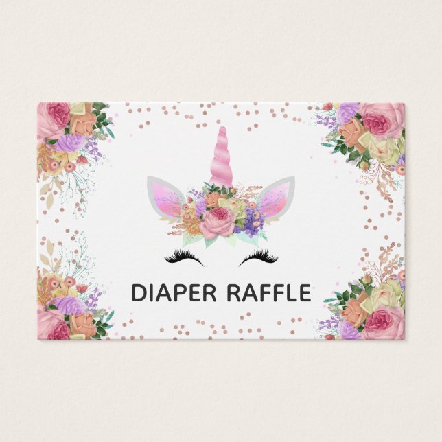 Brillante Floral Unicornio Diaper Raffle (Anverso)