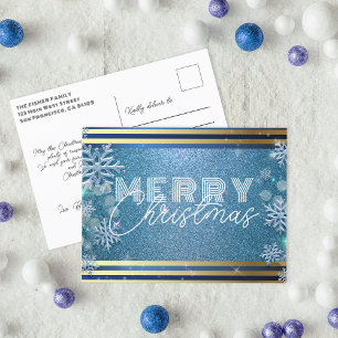Brillante Glitter Azul Copo de Nieve de Navidad Pl