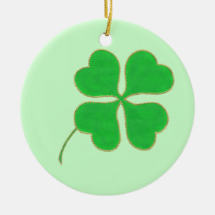 Brillante Green Shamrock Gold Dots Trim, Ornamento