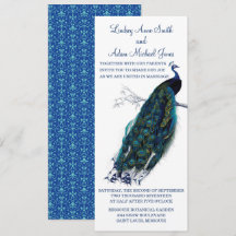 Brillante invitación a la boda de pavo real