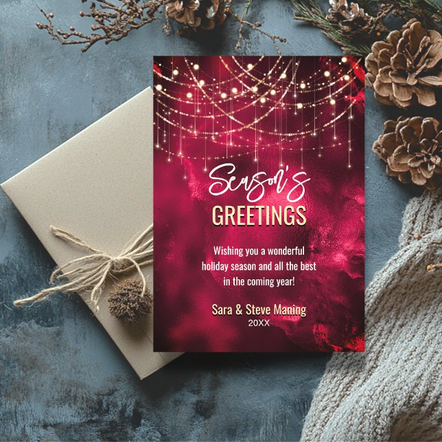 Brillante luz roja chic felicitaciones de Navidad  (Subido por el creador)