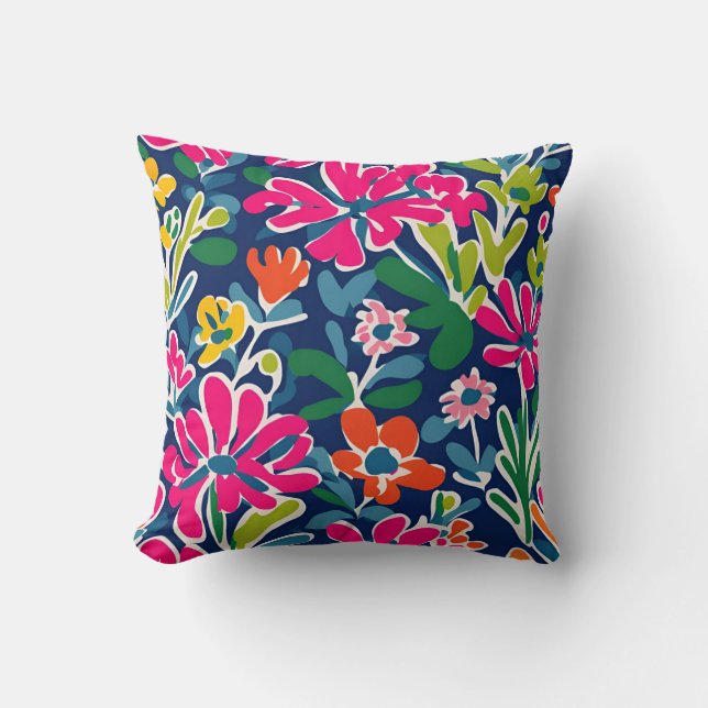 Brillante matismo floral estilo cojín de lanzamien (Anverso)