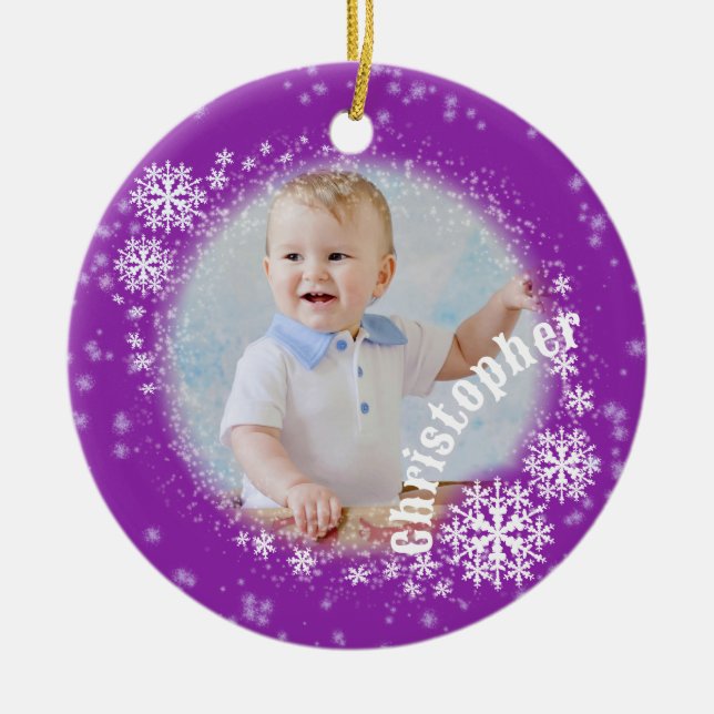 Brillante Nieve: ornamento de la ronda púrpura (Frente)