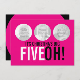 Brillante rosa 50.º FIVEOH! invitación de cumpleañ