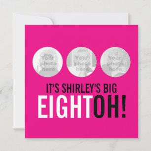 Brillante rosa 80th OCHOHTOH! invitación de cumple